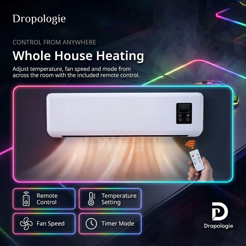 Wall-Mounted Air Conditioner – 1500W Heating & Cooling Fan with Remote Control