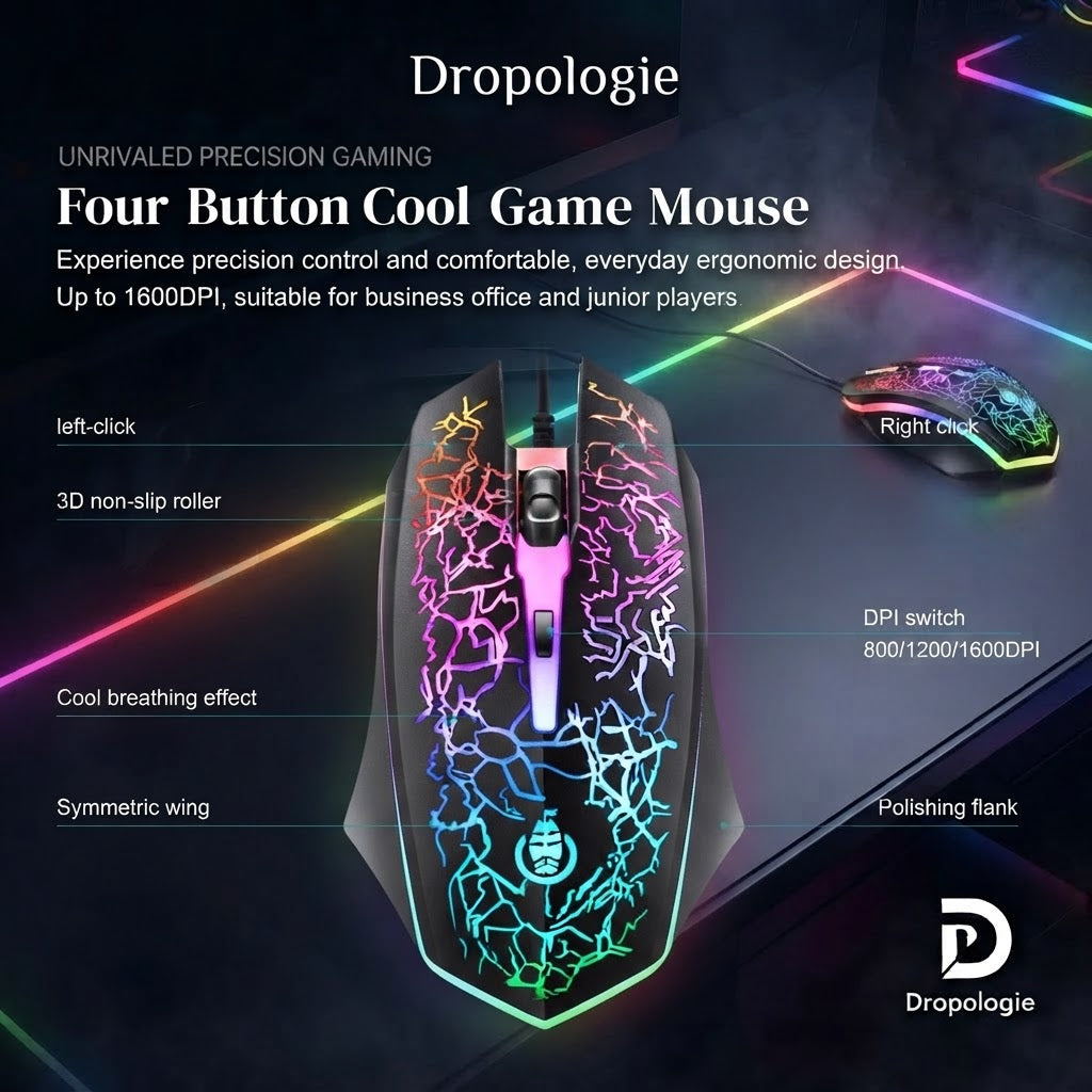 RGB Gaming Keyboard and Mouse Combo – Wired USB Gaming Set with Rainbow LED Backlighting, Ergonomic Design & Multimedia Keys for PC