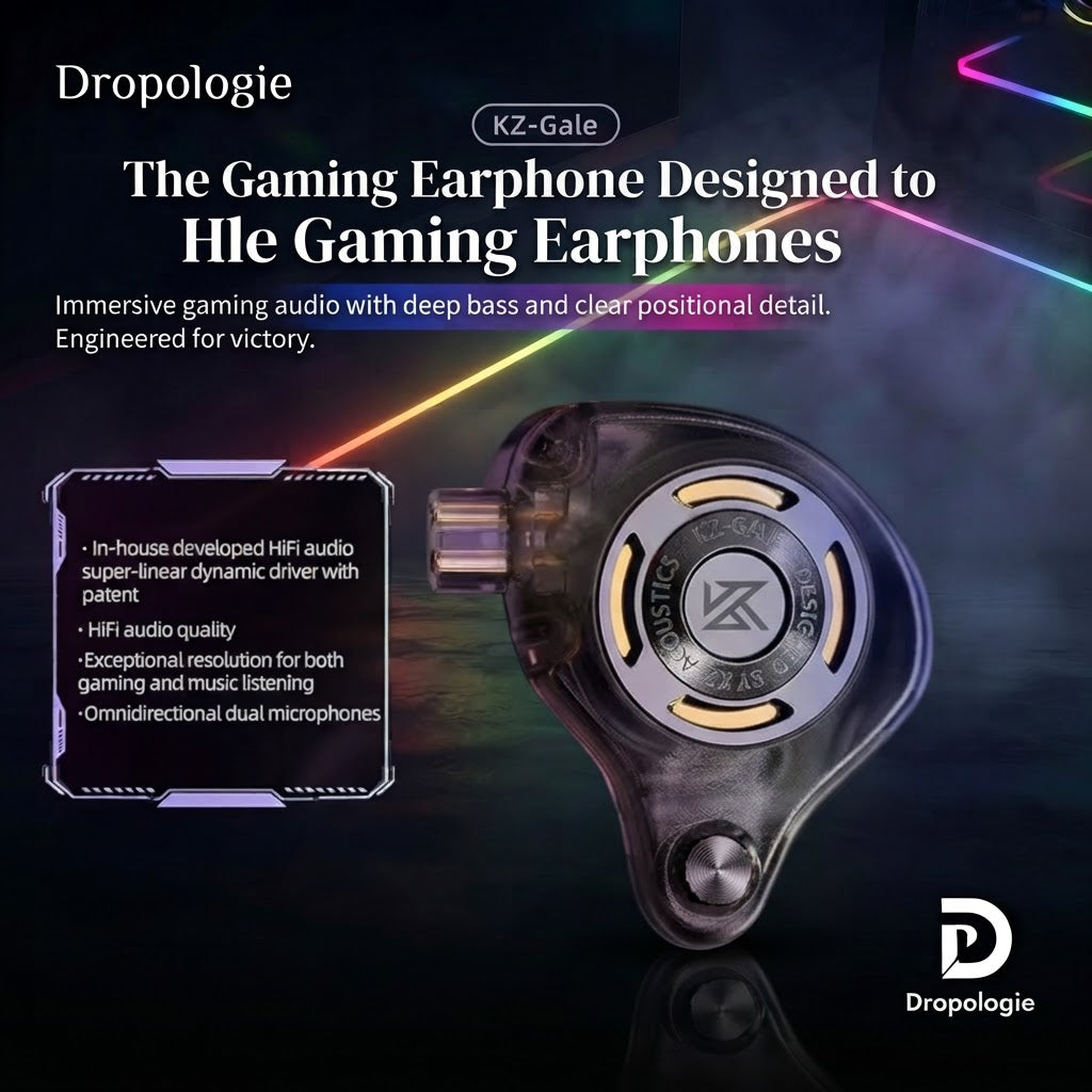 KZ Gale In-Ear Gaming Earphones E-sports Bass Metal Earbuds for Video Game Stage Live Sound Headphones