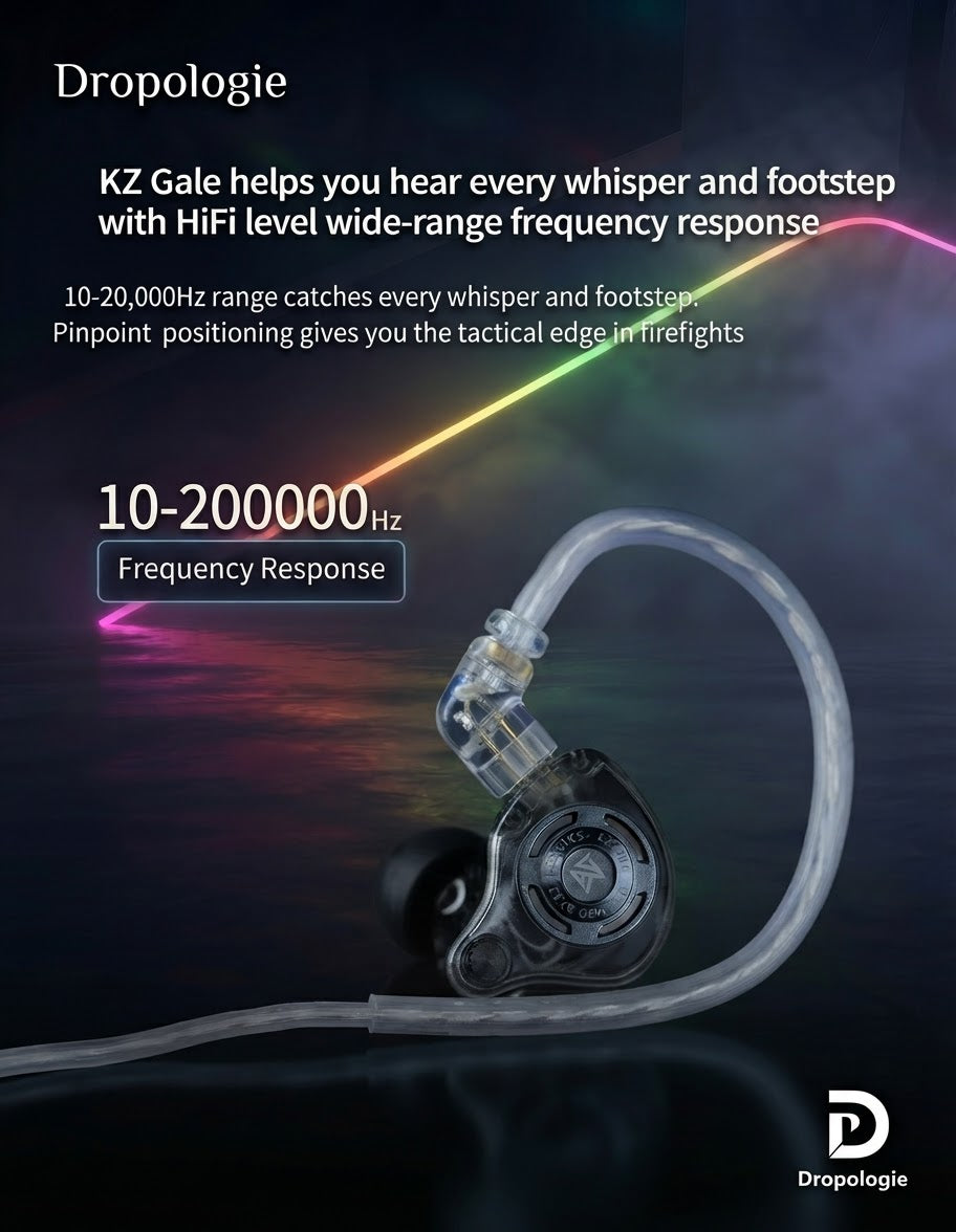 KZ Gale In-Ear Gaming Earphones E-sports Bass Metal Earbuds for Video Game Stage Live Sound Headphones