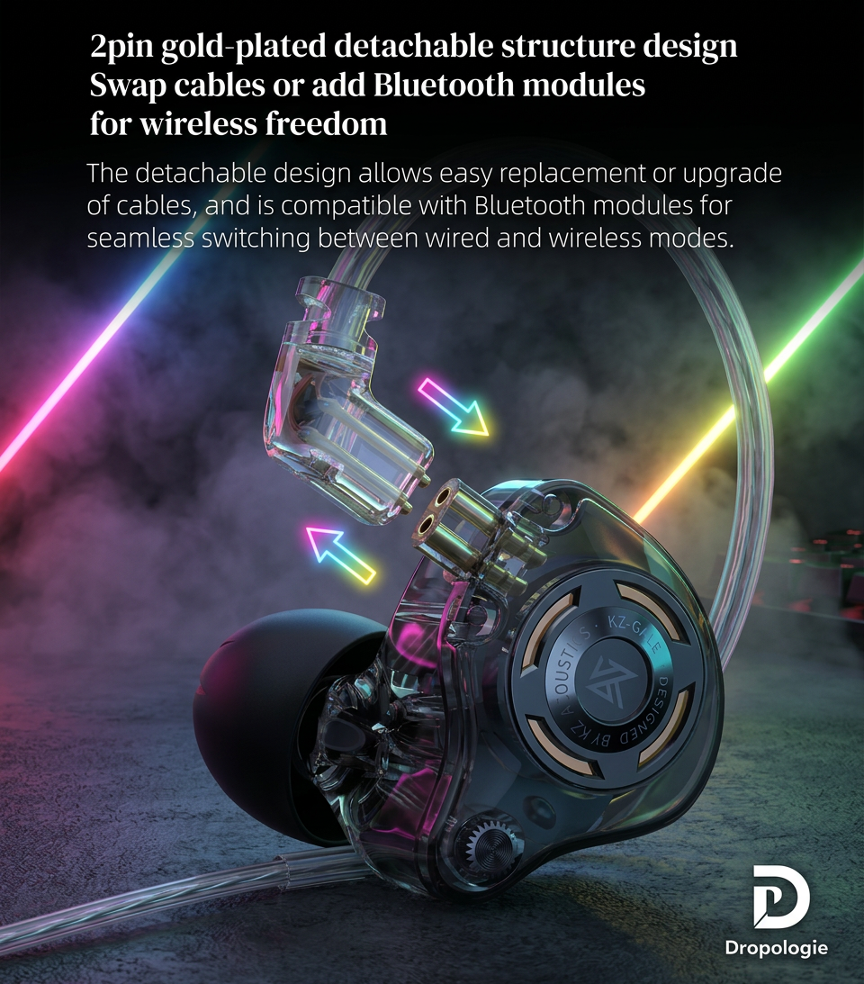 KZ Gale In-Ear Gaming Earphones E-sports Bass Metal Earbuds for Video Game Stage Live Sound Headphones