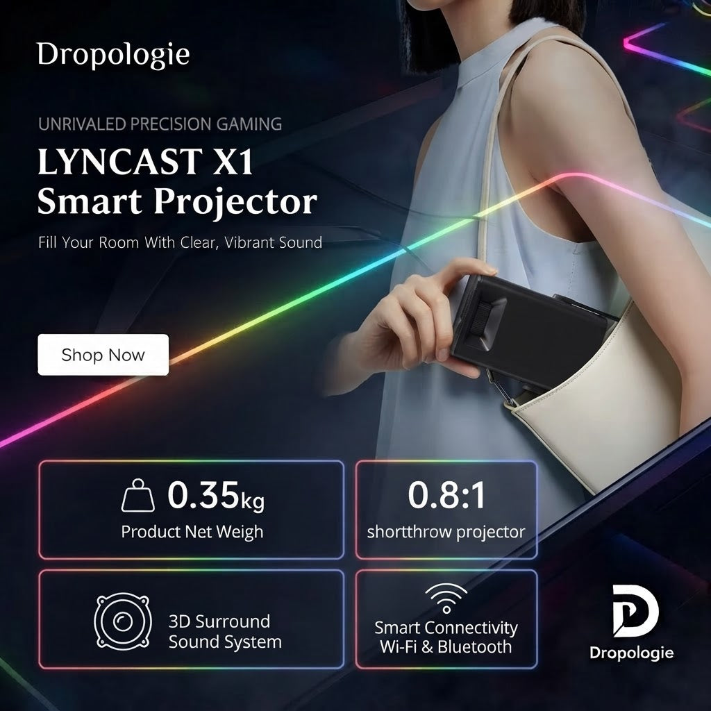 LYNCAST X1 Smart Projector – Android 14, Wi-Fi 6, 4K Support & Home Theater Entertainment