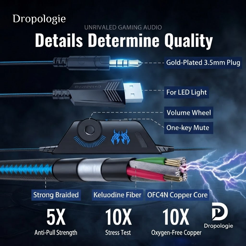 KOTION EACH G9/G2 Gaming Headset – Deep Bass Stereo, Glowing Earphones with Microphone for PS5, PS4, Xbox, PC & Laptop