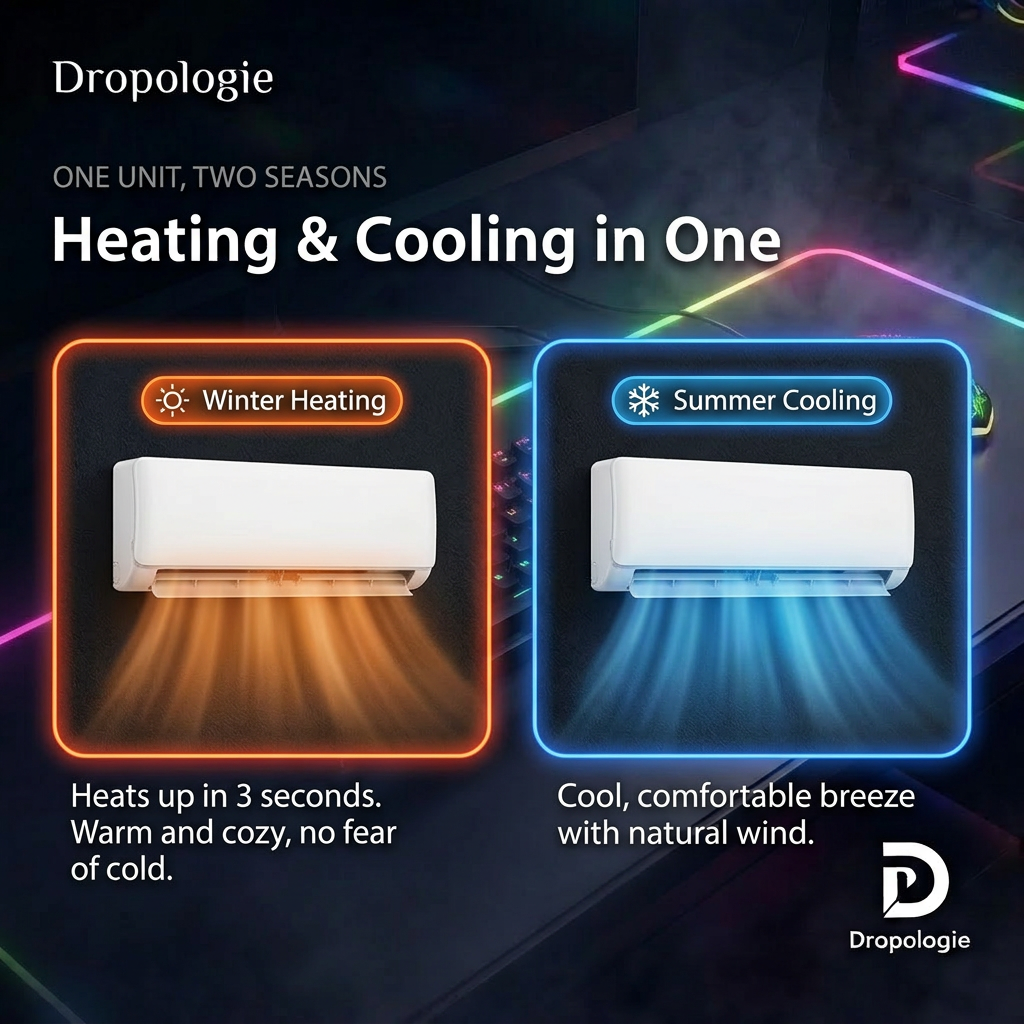 Wall-Mounted Air Conditioner – 1500W Heating & Cooling Fan with Remote Control