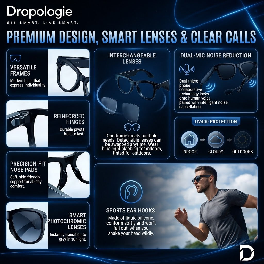 M02 Ultra AI Smart Glasses with 8MP Camera, 4K Video Recording, Bluetooth Calling & AI Translation