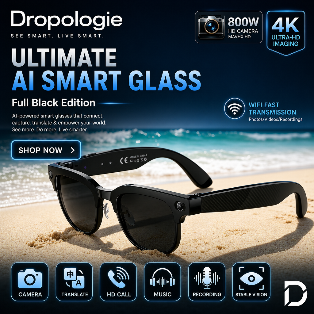 Ultimate AI Smart Glasses with Camera, Video Recording, Photo Recognition & Bluetooth Calling