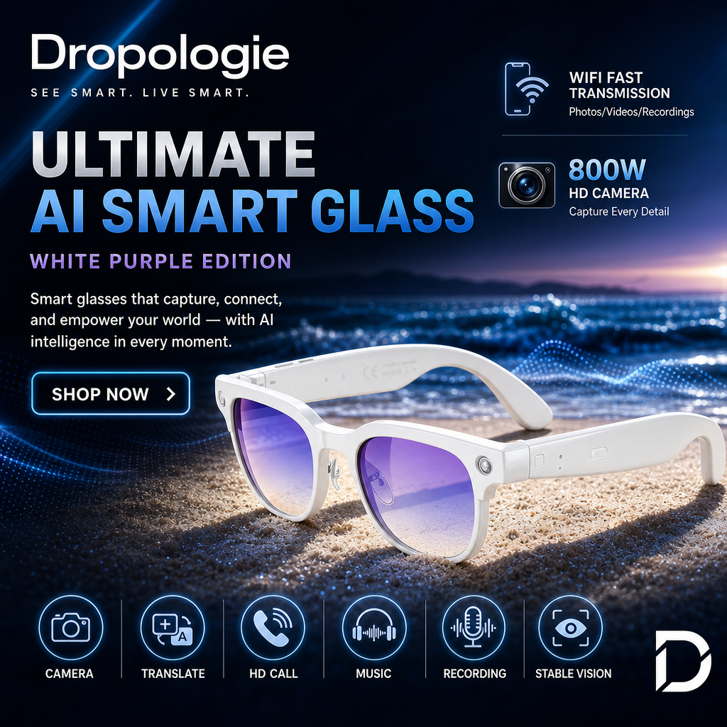 Ultimate AI Smart Glasses with Camera, Video Recording, Photo Recognition & Bluetooth Calling