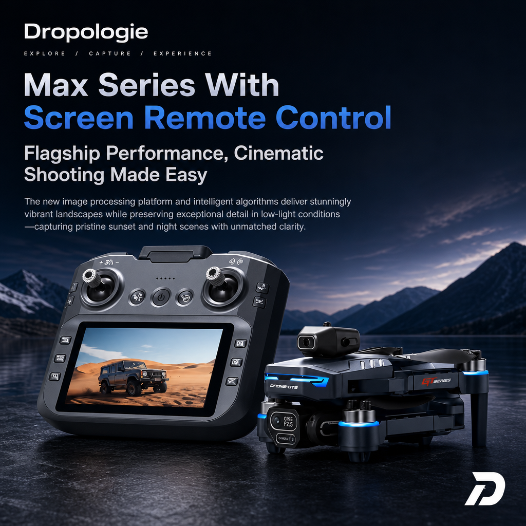 GT8 8K HD Drone with Dual Cameras, Brushless Motors & Remote Control Screen