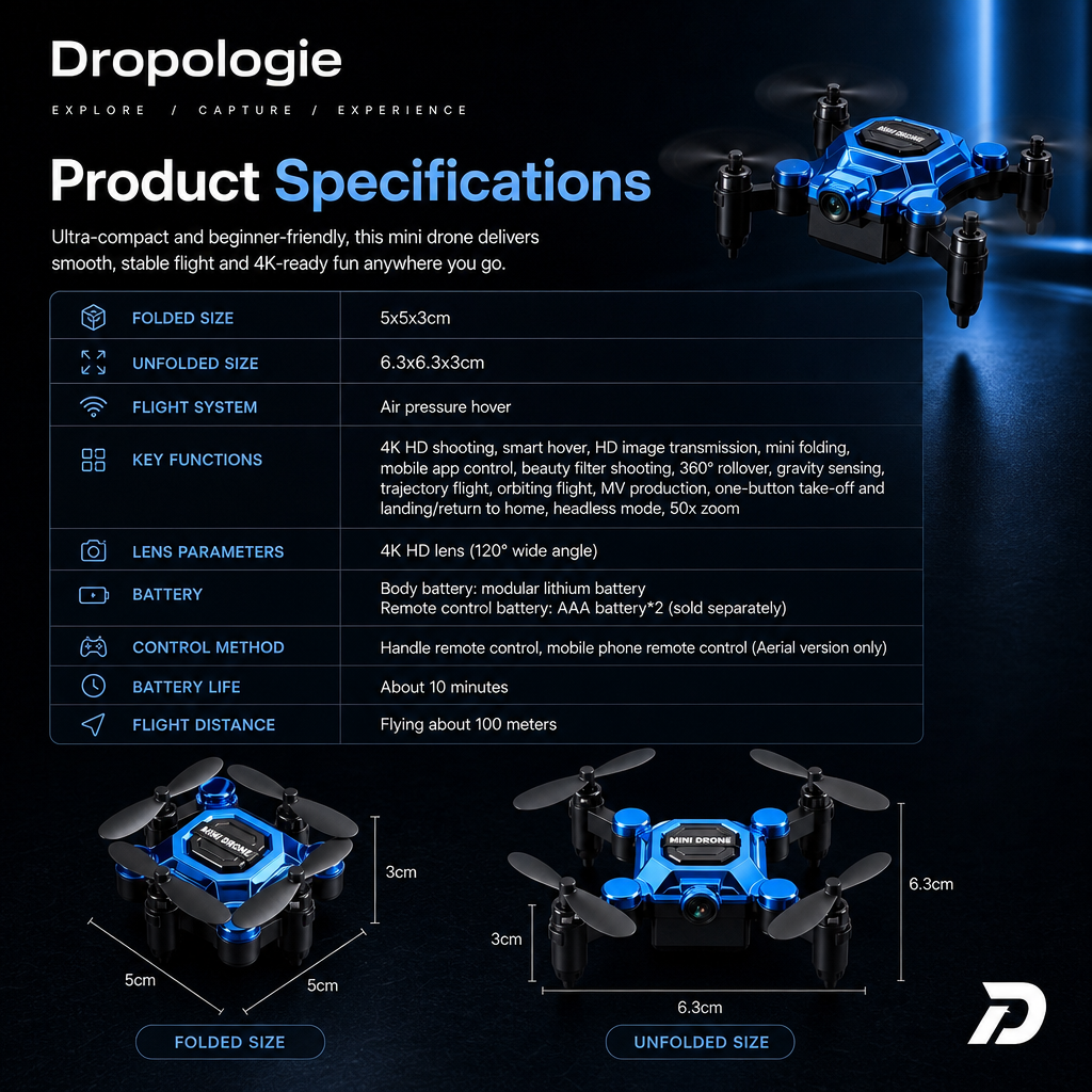 4K Mini Drone with Camera | Wi-Fi & Remote Control