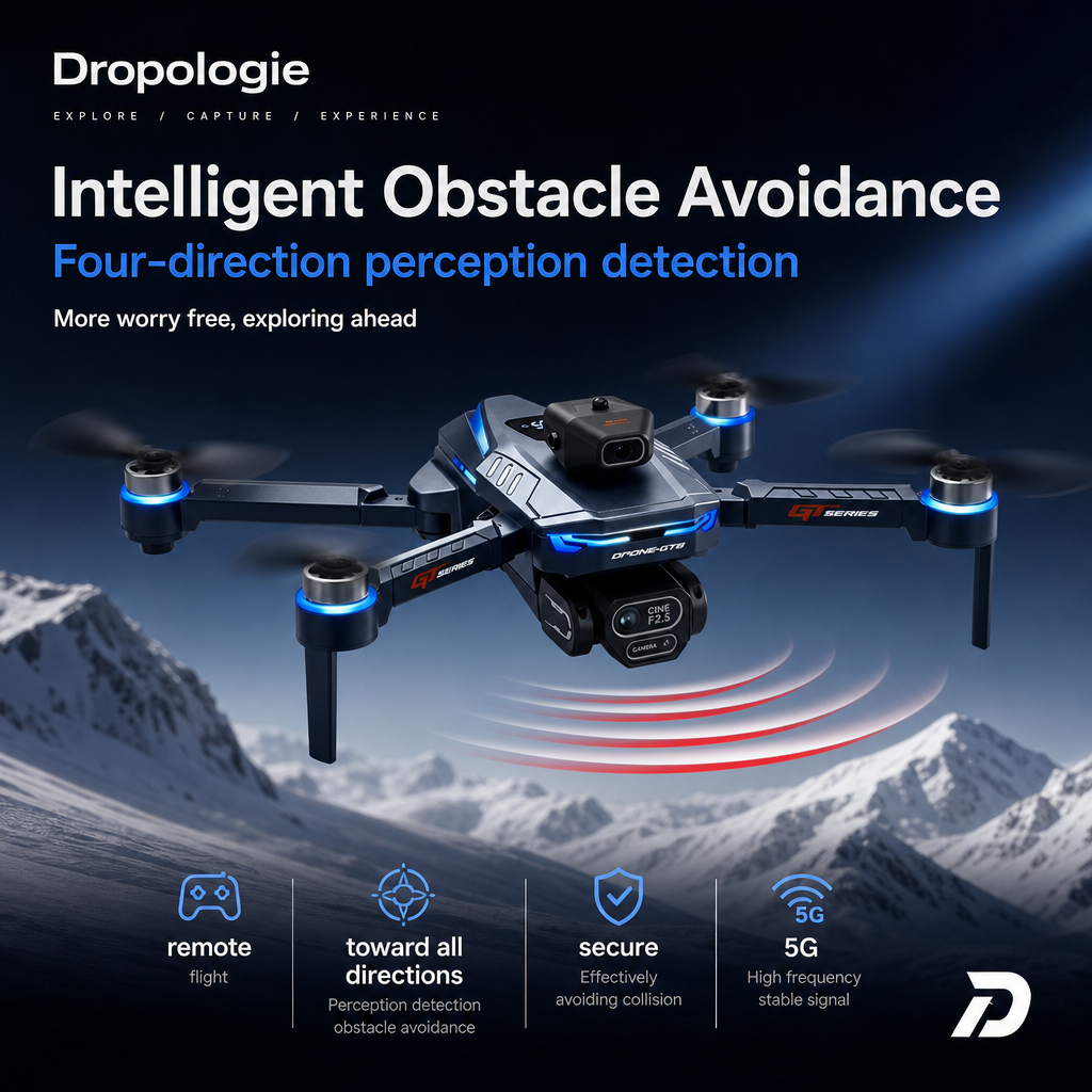 GT8 8K HD Drone with Dual Cameras, Brushless Motors & Remote Control Screen
