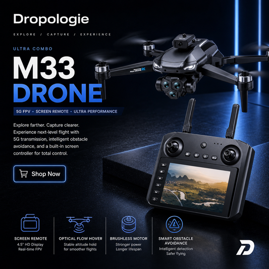 M33 MAX 8K HD FPV Drone with 5KM Range, Brushless Motors & 360° Obstacle Avoidance