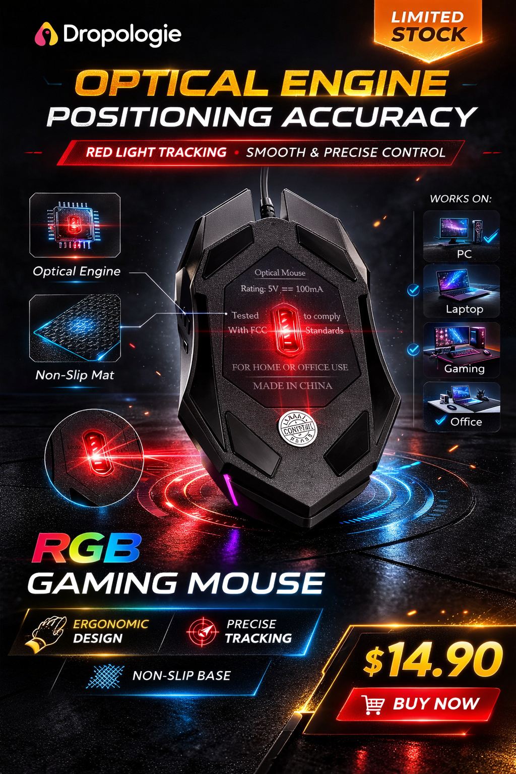 🎮 RGB Gaming Mouse – Ergonomic Design for Precision & Comfort