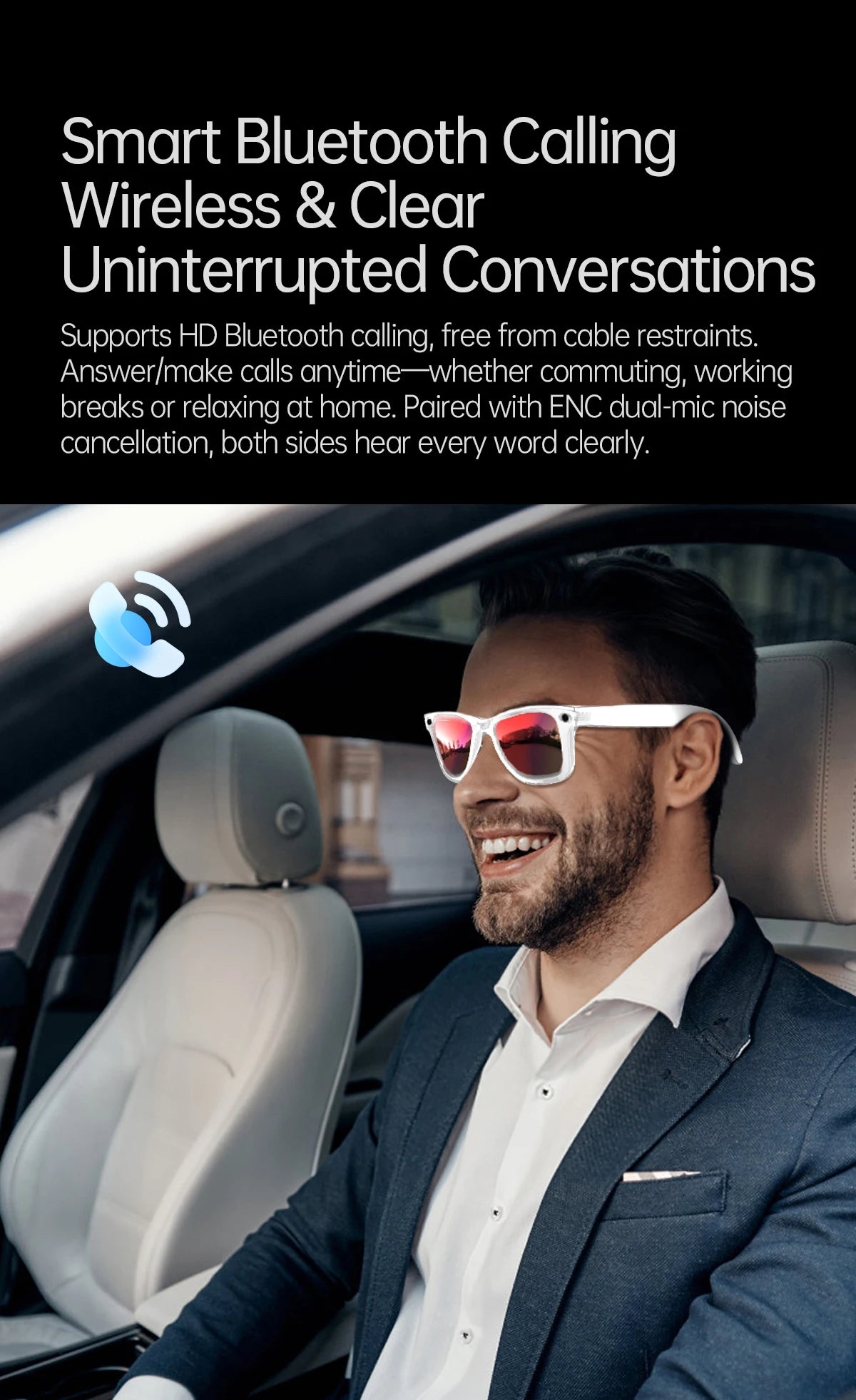AI Smart Glasses with Camera – Hands-Free Video & Photo Recording Waterproof