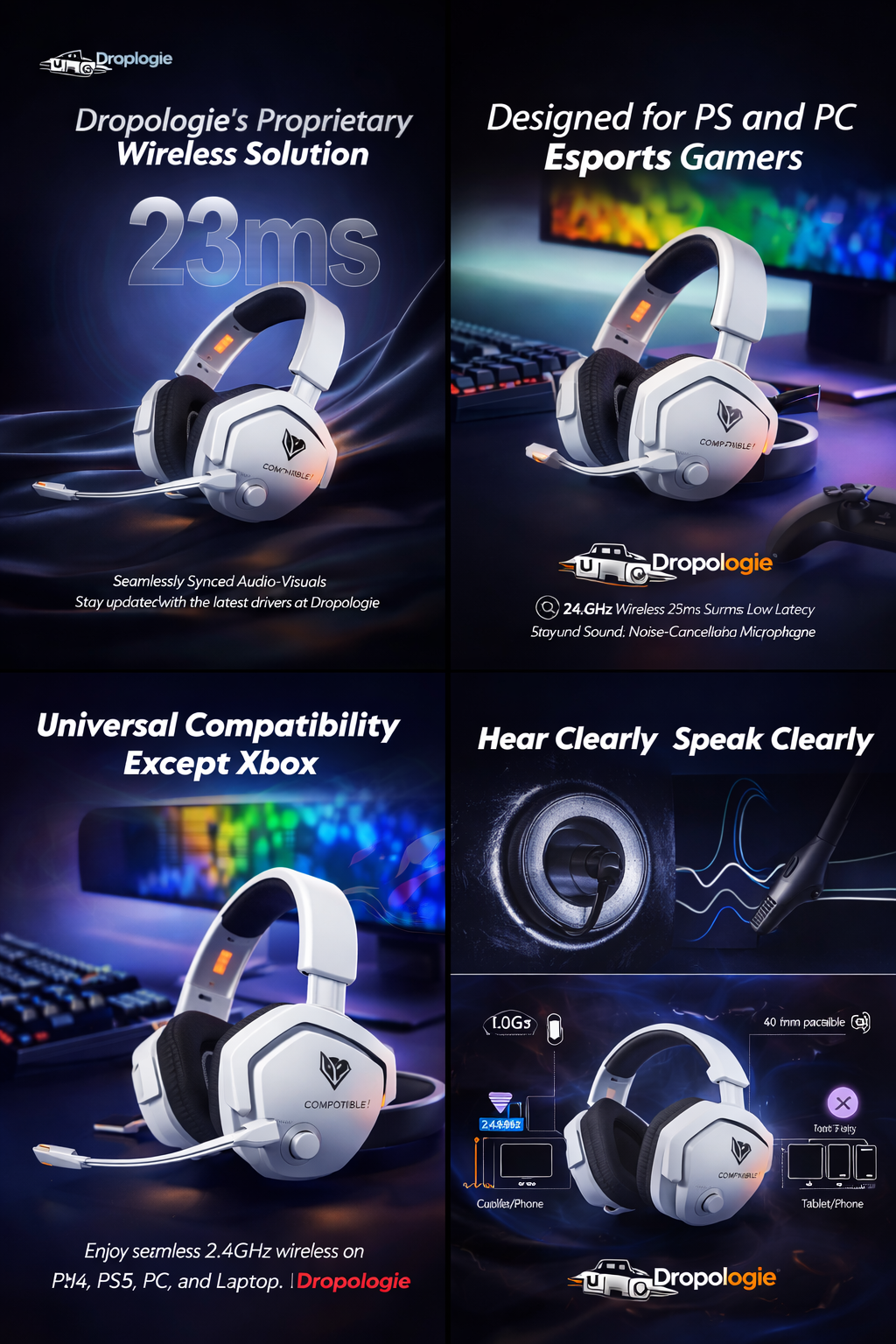 NUBWO N16 Wireless Gaming Headset – 23ms Low Latency | PS5, PS4 & PC