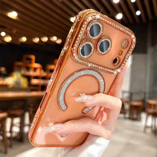 Bling Crystal MagSafe iPhone Case – Luxury Transparent Design 💎