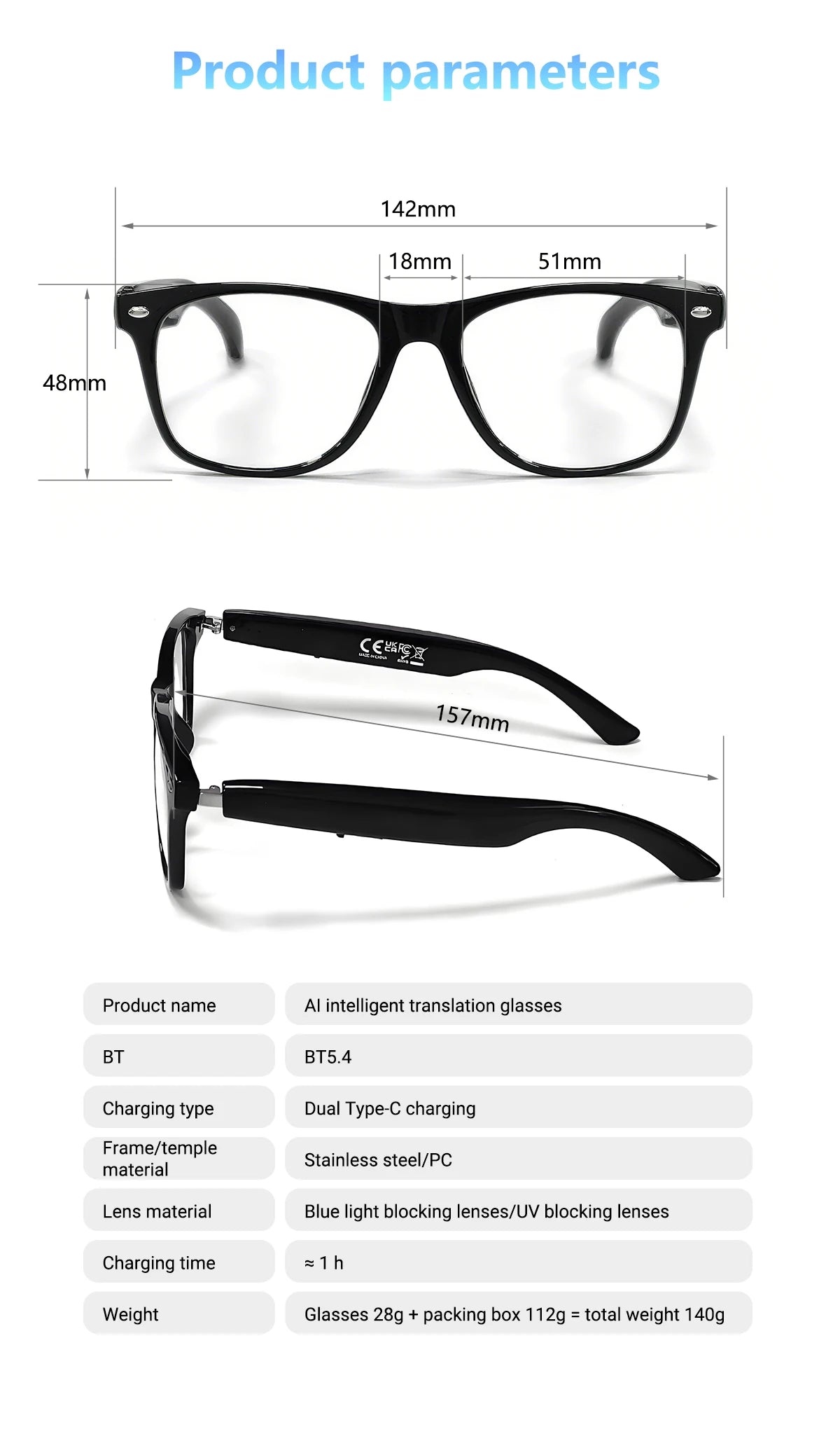 🧠 AI Smart Translation Glasses – Real-Time Language Assistance             +100 Languages