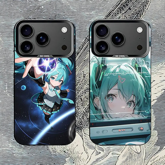 Anime M-MIKU Phone Case For iPhone 17,16,15,14,13,12,11,Pro,Max,Plus,E,Air,Mini Anti Fall Black  Bumper