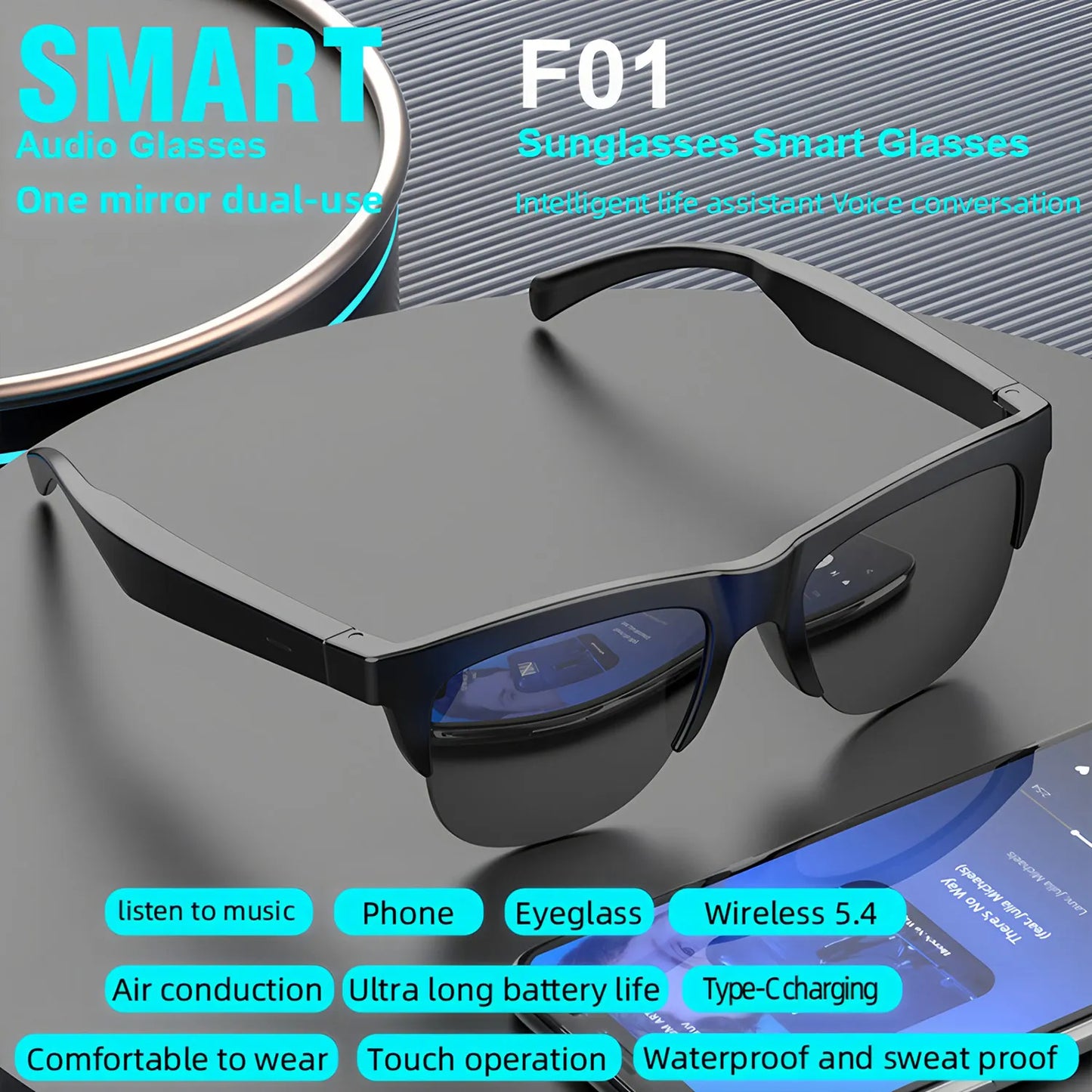 Smart Bluetooth Sunglasses – Music & Calls for Outdoor Use