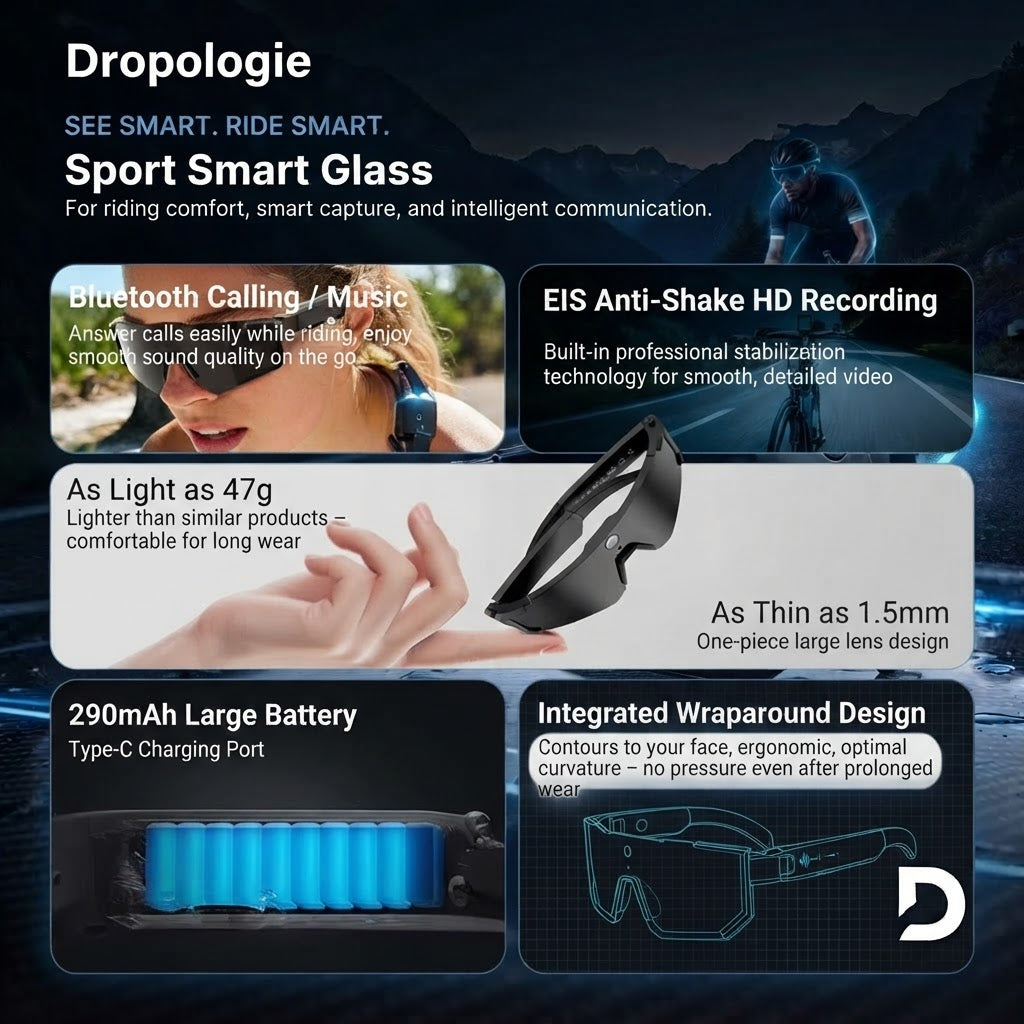 Sport Smart Glasses – M95 AI Sunglasses with 4K Camera, Bluetooth Calling & AI Translation