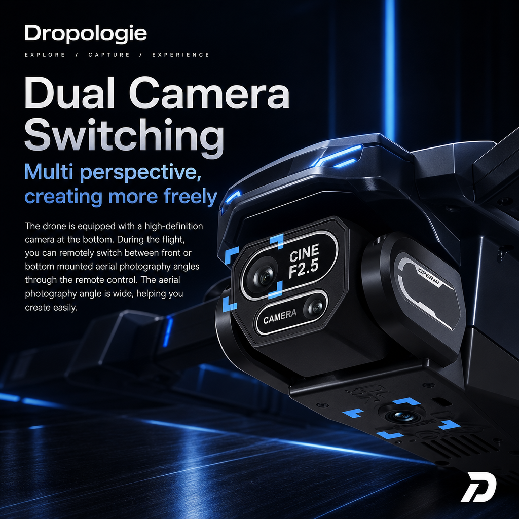 GT8 8K HD Drone with Dual Cameras, Brushless Motors & Remote Control Screen