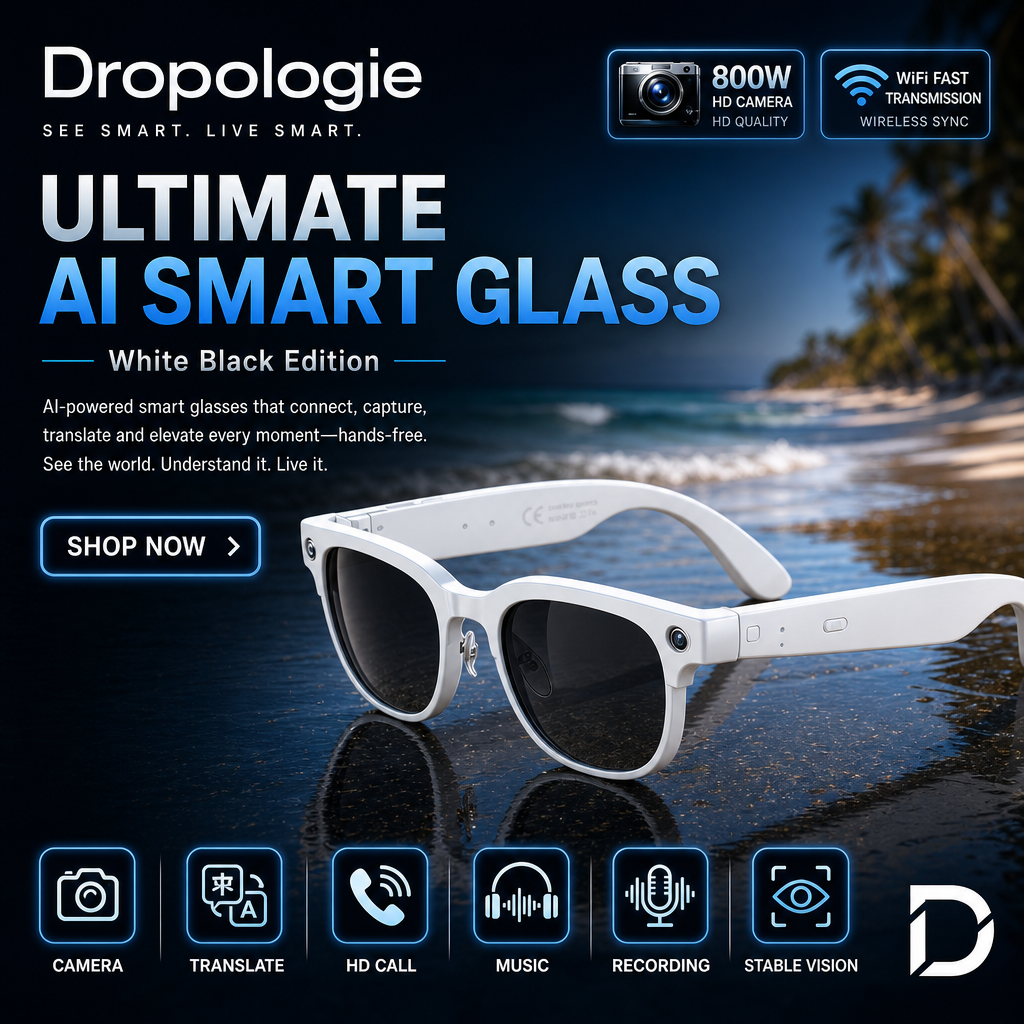 Ultimate AI Smart Glasses with Camera, Video Recording, Photo Recognition & Bluetooth Calling