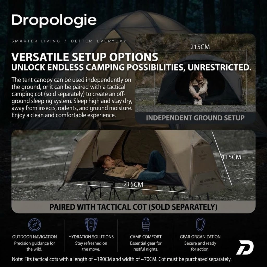 ⛺ Mountainhiker Waterproof Off Ground Camping Cot Tent – 4-Season Outdoor Tent
