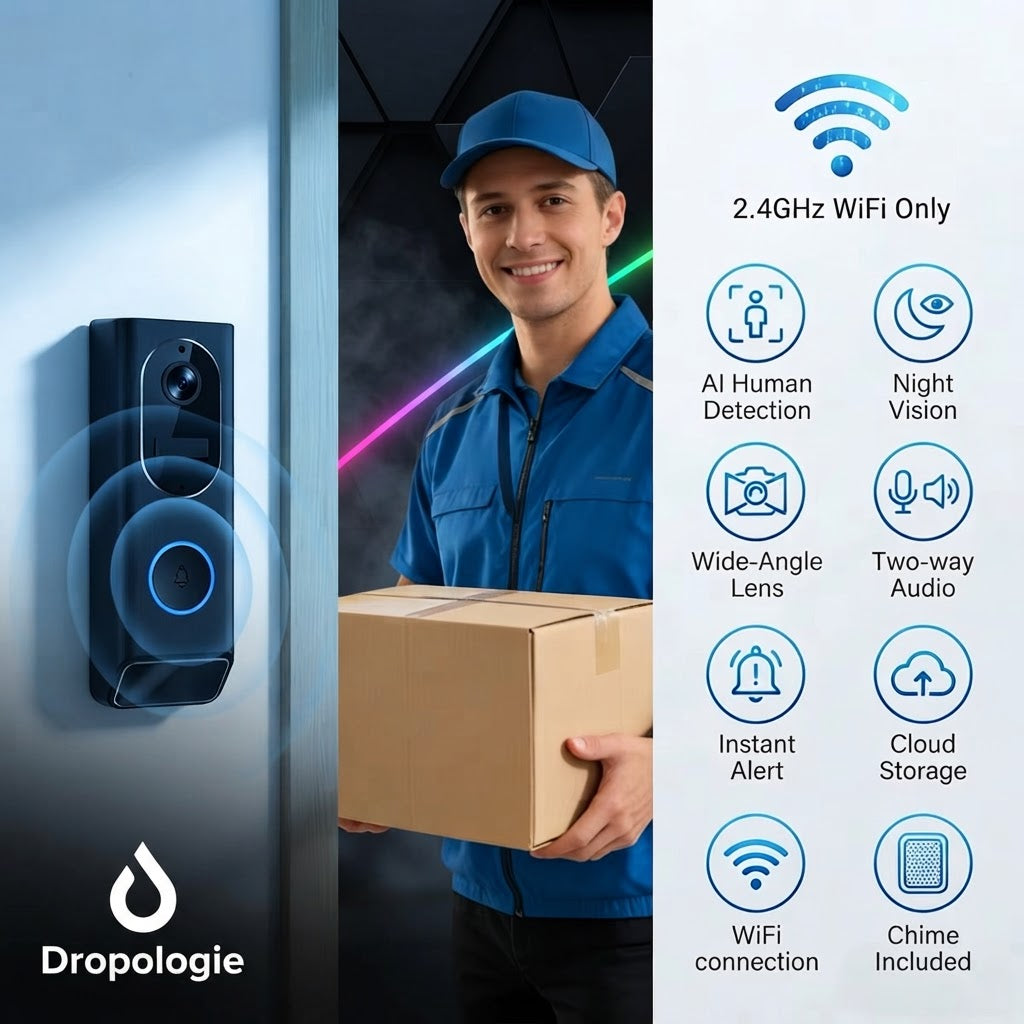 Smart Video Doorbell Camera – AI Motion Detection, Night Vision & Two-Way Audio