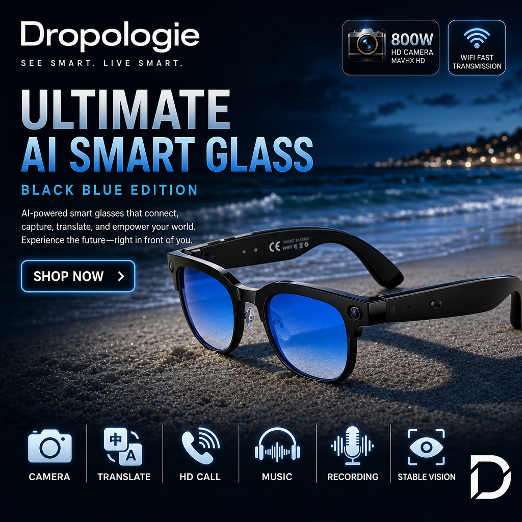 Ultimate AI Smart Glasses with Camera, Video Recording, Photo Recognition & Bluetooth Calling