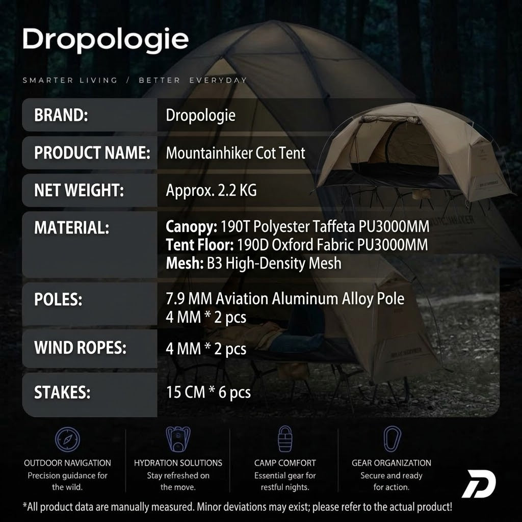 ⛺ Mountainhiker Waterproof Off Ground Camping Cot Tent – 4-Season Outdoor Tent