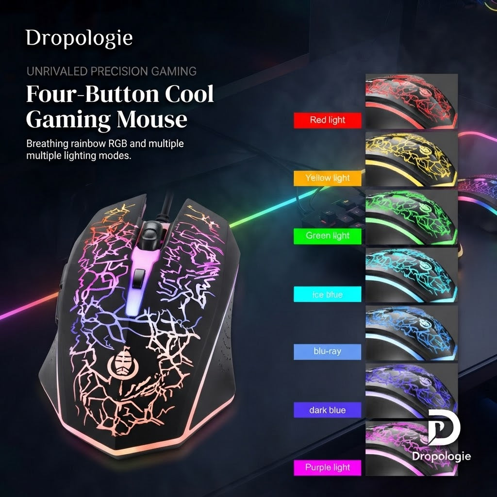 RGB Gaming Keyboard and Mouse Combo – Wired USB Gaming Set with Rainbow LED Backlighting, Ergonomic Design & Multimedia Keys for PC